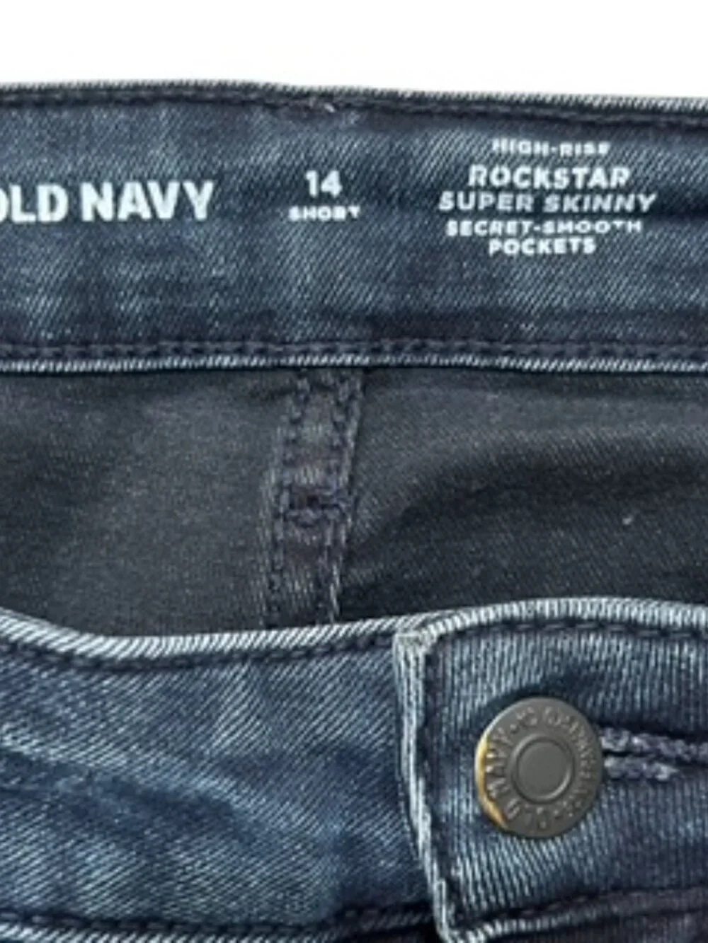 Old Navy Rockstar Jeans Women’s size 14 Short High Rise Super Skinny Blue Pants
